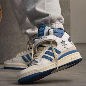 Men's White Blue High Top Sneakers