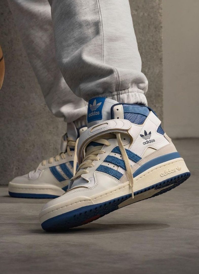 Men's White Blue High Top Sneakers