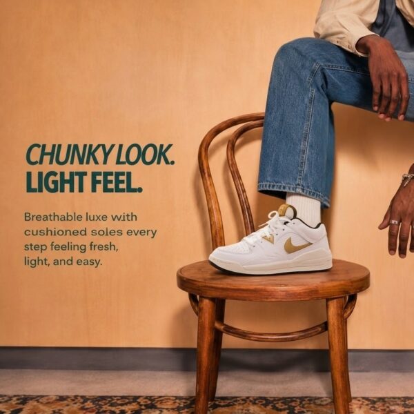 Men's White Gold Sneakers