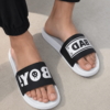 Men's Black White Slides