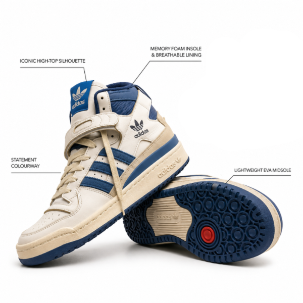 Men's White Blue High Top Sneakers