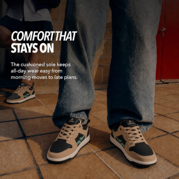Men's Beige & Black Casual Sneakers