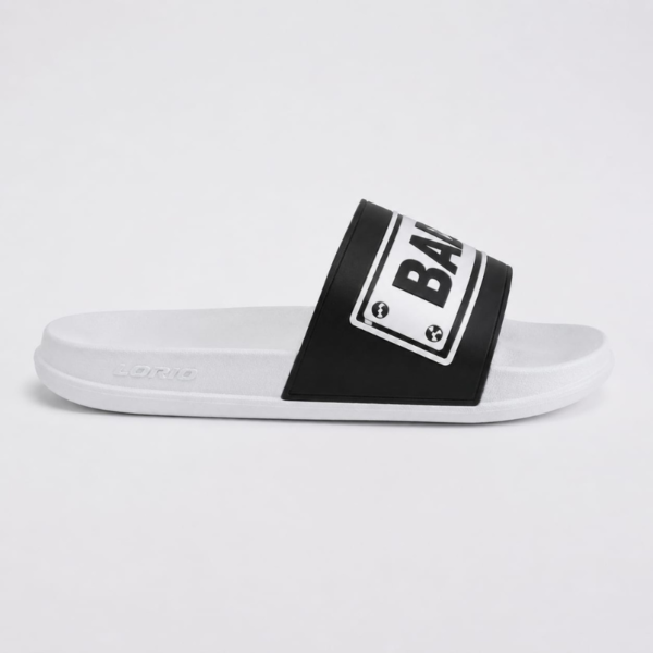 Men's Black White Slides